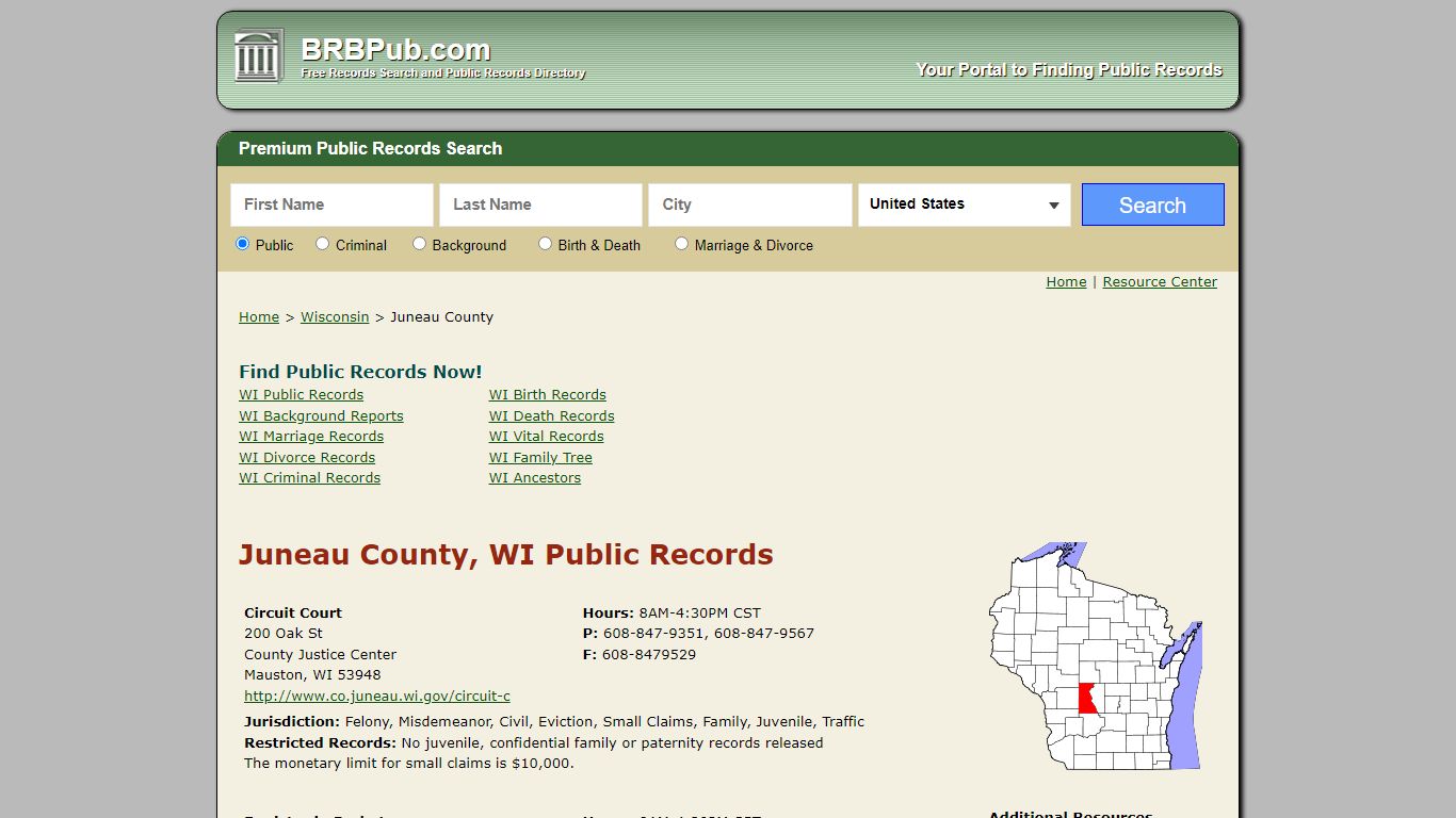 Juneau County Public Records | Search Wisconsin Government Databases